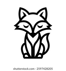Cute, stylized line art fox logo design, Fox icon, Fox logo, Fox vector silhouette.
