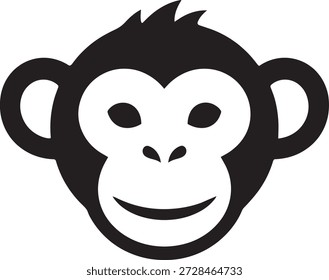Nettes stilisiertes Affenkopf-Logo mit einem freundlichen Ausdruck auf weißem Hintergrund
