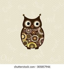 Cute stylized owl in ornamental style