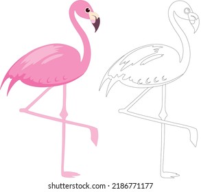 Cute stylized pink flamingo vector image