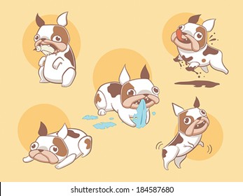 Cute stylized and playful cartoon dogs