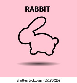 Cute stylized rabbit silhouette icon with shadow.