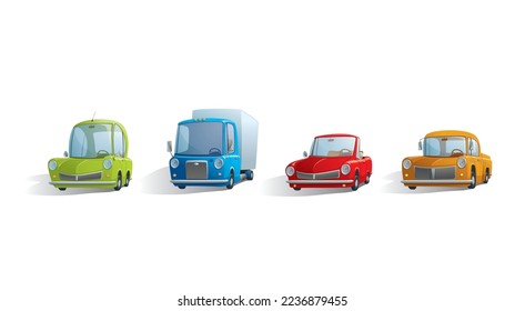 Cute stylized toy car. High resolution super set of sixteen color variations.