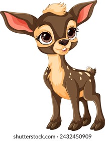 Cute, stylized young deer with big eyes