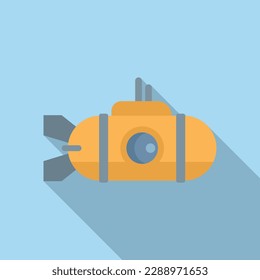 Vector plano de icono submarino. Barco marino. Vehículo profundo