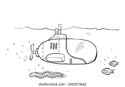 Cute submarine sketch