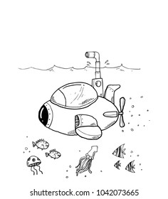 Cute submarine sketch