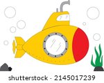 Cute Submarine Vector icon logo or symbol