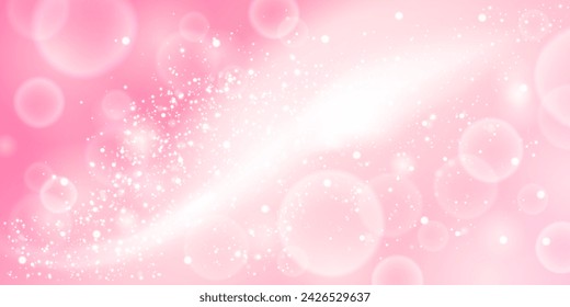 Cute subtle pink kawaii background with light curve and circles. Stock vector illustration in realistic anime style. Teenage girl vibe banner. Can be used as wallpaper.
