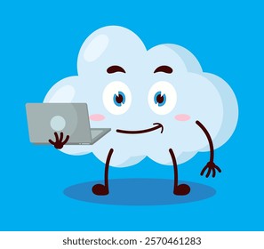 cute success business expression of cloud cartoon character carry laptops
