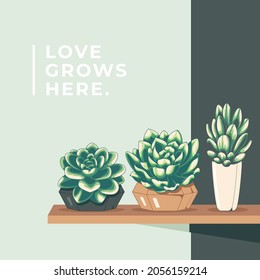 cute succulent background vector design