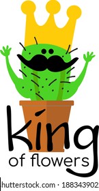 Cute succulent or cactus plant in ceramic pot in crown 