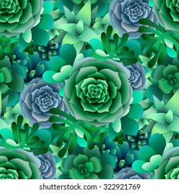 Cute succulents. Vector seamless pattern