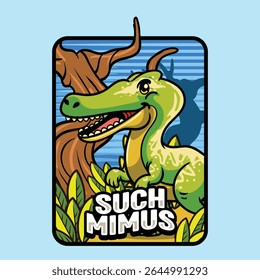Personagem de dinossauro bonitão suchomimus bonitão mascote em ilustração de desenhos animados vetoriais