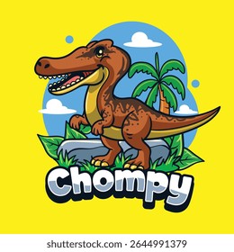 Cute suchomimus Dinosaur Character Mascot in Vector Cartoon Illustration	
