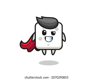 the cute sugar cube character as a flying superhero , cute style design for t shirt, sticker, logo element