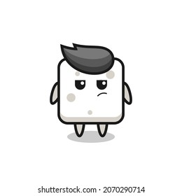 cute sugar cube character with suspicious expression , cute style design for t shirt, sticker, logo element