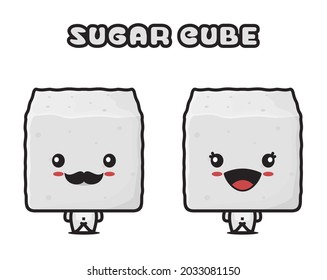 cute sugar cube mascot, isolated on white background