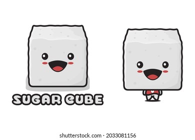 cute sugar cube mascot, isolated on white background
