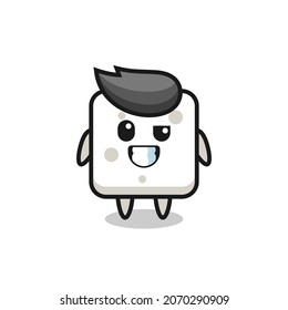 cute sugar cube mascot with an optimistic face , cute style design for t shirt, sticker, logo element