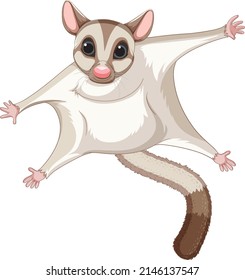 A cute cute sugar glider cartoon character illustration