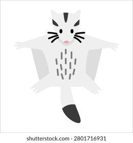 Cute sugar glider isolated on white background. A small nocturnal omnivorous marsupial native only to eastern and northern Australia, Tasmania, and New Guinea. Vector cartoon illustration.
