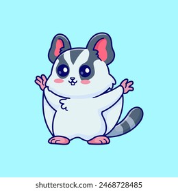 Nette Sugar Glider Winken Hand Cartoon Vektorgrafik Icon Illustration. Animal Natur Icon Concept Isolated Premium Vektorgrafik. Flacher Zeichentrickstil