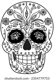   cute Sugar skull ,Day of the dead. isolated on white background. 