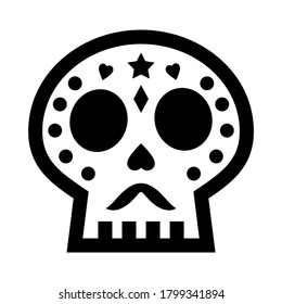 Cute sugar skull icon for the Day of the Dead decorations