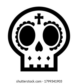 Cute sugar skull icon for the Day of the Dead decorations