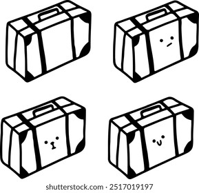 Cute Suitcase Vectors | Various Expressions | Minimalist Design | 4 Vectors