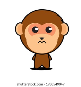 cute sullen monkey character vector design