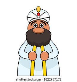 Cute sultan illustration with big beard