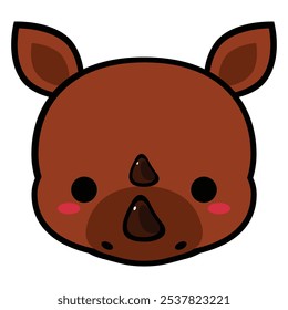  Cute Sumatran Rhinoceros with Brown Skin. It was drawn by vector. No AI. 