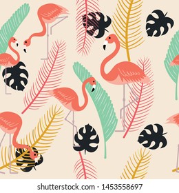 cute summee flamingo seamless pattern