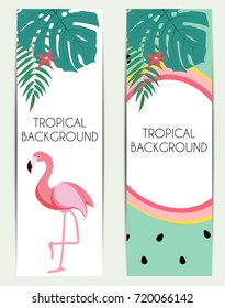 Cute Summer Abstract Background with Pink Flamingo Vector Illustration EPS10