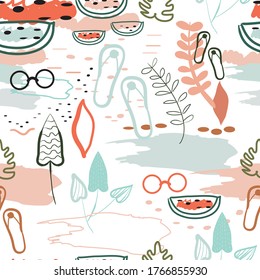 Cute summer abstract element seamless pattern design. Bohemian series collection. Can use for print, template, fabric, presentation, textile, banner, poster, wallpaper, digital paper