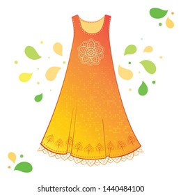 Cute summer A-silhouette dress in ethnic style.