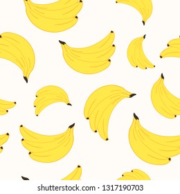 Cute summer banana seamless pattern with juicy fruits. Party texture. Vector background.