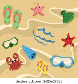 Cute summer with Beach Elements