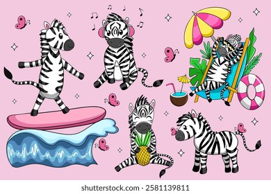 Cute Summer Beach Zebra print set