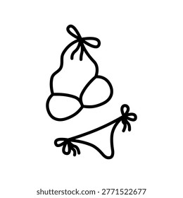 Cute Summer Bikini Set Coloring Pages for Kids. Easy and Bold Coloring Page of a Cute Summer Bikini Set for Girl. Fun Coloring Page Printable for Summer Kids Activity. Cute Girl Summer Outfit Coloring Page. 
