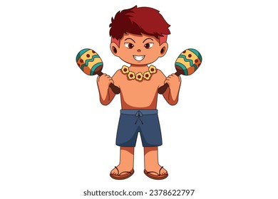 Cute Summer Boy Character Design Illustration