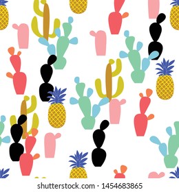 cute summer cactus seamless pattern