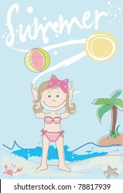 CUTE Summer card with girl