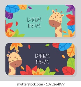 Cute summer card set with giraffe