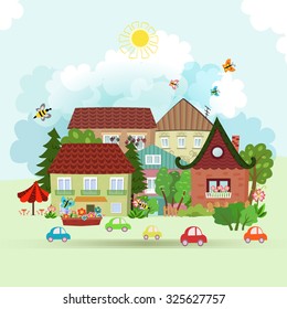 Cute Summer cityscape 