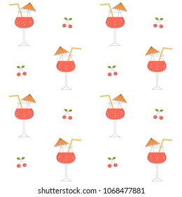 cute summer cocktails seamless vector pattern background illustration