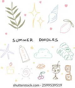 cute summer doodles for templates.