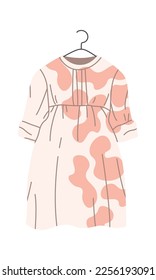 Cute summer dress for girl on hanger flat icon. Vector illustration